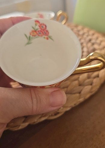 Beden Pastel Sarı Çiçek Desenli 2'li Fincan Takımı