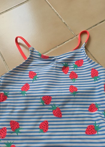 H&M Çilek Baskılı Çizgili Kız Çocuk Mayo