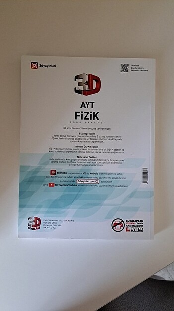 AYT FİZİK Soru Bankası 3D yayınları 2024 basım