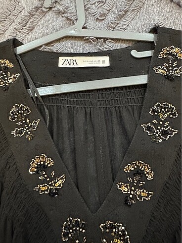 Zara Sifon işlemeli bluz