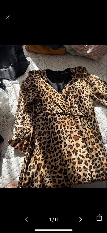 Leopar sifon elbise