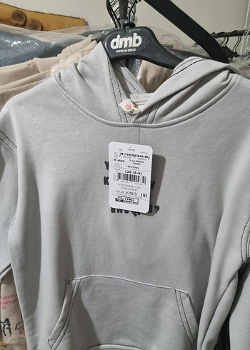 8 Yaş Beden Erkek Gri Baskılı Fermuarlı Sweatshirt eşofman takımı