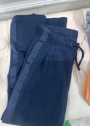 Kız Çocuk Koyu Mavi Kemerli Spor Pantolon Hm basic