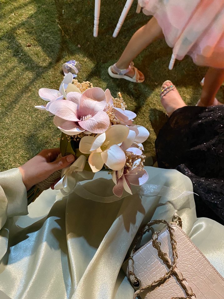 Uzun Kol Drapeli Gri Tesettür Abiye - Görsel 5