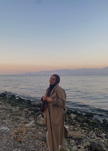 Drapeli Camel Kadın Uzun Trençkot