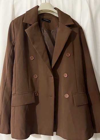 34 Beden Düğmeli Kahverengi Kadın Blazer Ceket