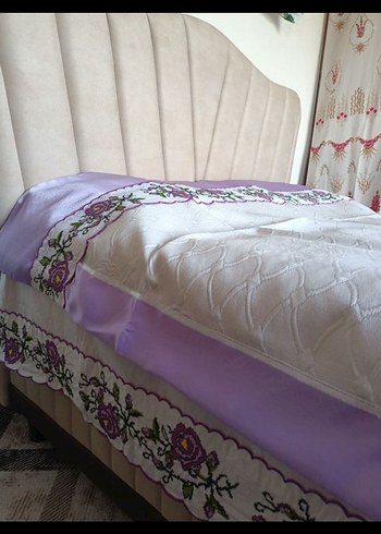 Nakışlı Mor Pastel nevresim takımı - Görsel 2