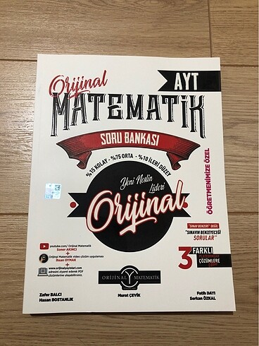 Orijinal Yayınları AYT Matematik Soru Bankası