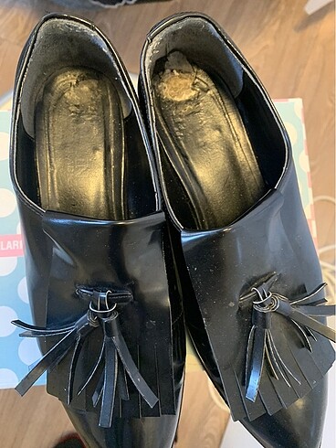 36 Beden Siyah kalın topuk ayakkabı