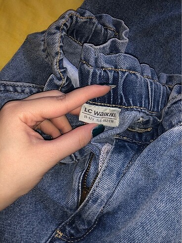 11-12 Yaş Beden mavi Renk Açık Renkli Beli Lastikli Pantolon