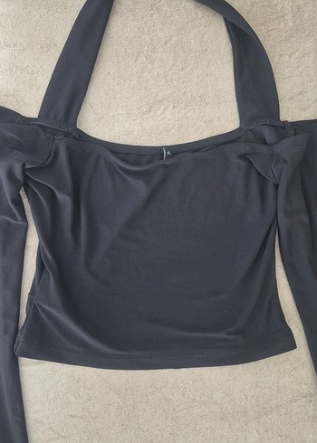 34 Beden siyah Renk Siyah V Yaka Gotik Mini Bluz