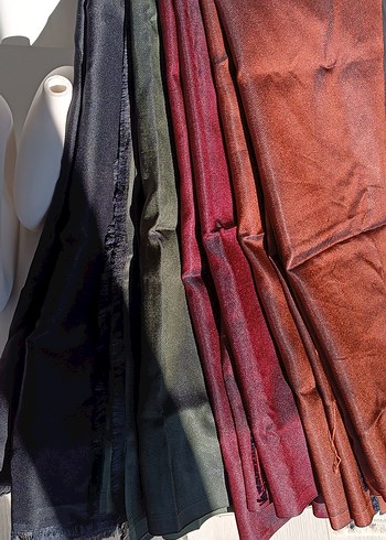 Drapeli Parlak Lacivert Kadın şal eşarp - Görsel 4