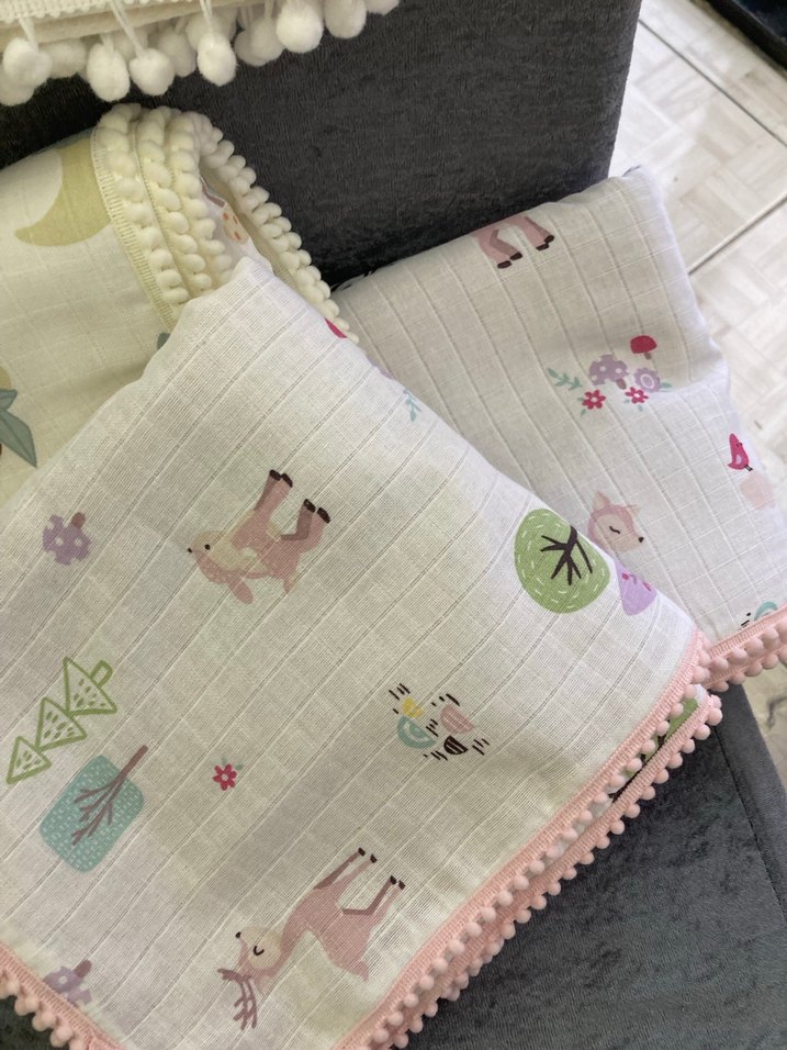 Müslin ve pike iki katlı bebek battaniye - Görsel 3