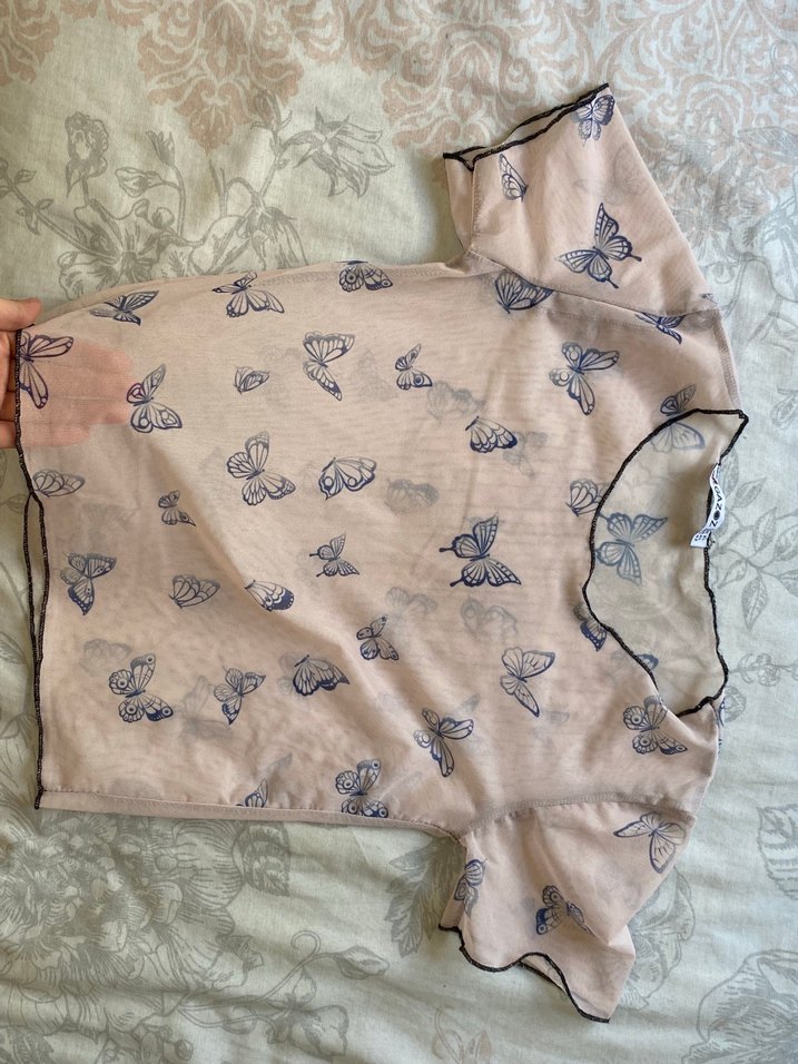 Kelebek Desenli translaran bluz - Görsel 2