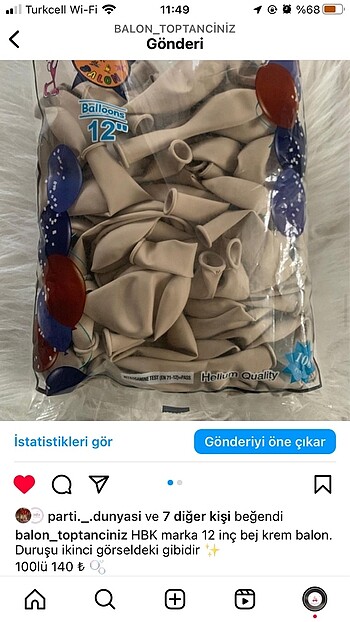 Balon 100 adet renk için msj atnız