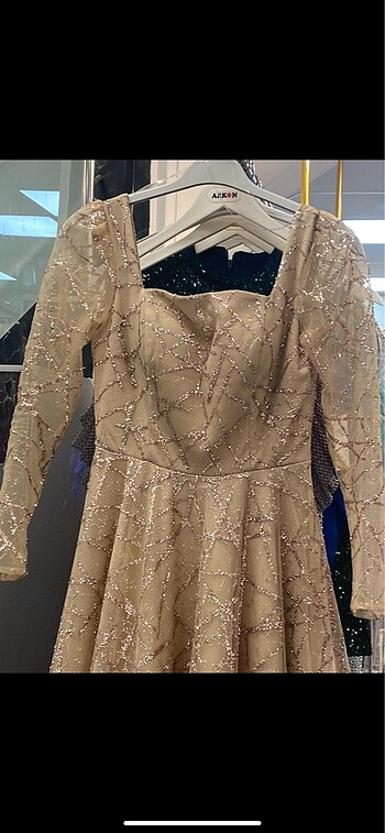 36 Beden Gold midi boy elbise