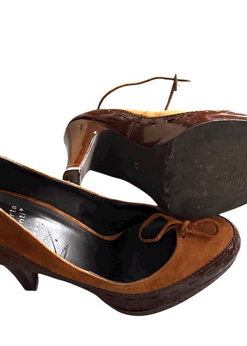 Kahverengi Süet Stiletto Kadın Ayakkabı - Görsel 2