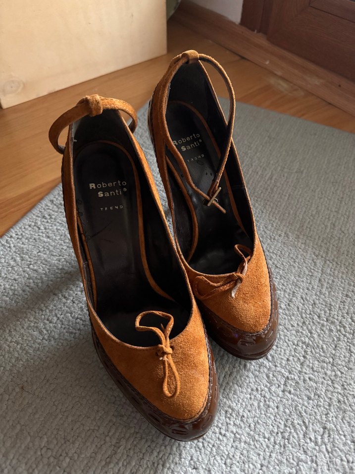 Kahverengi Süet Stiletto Kadın Ayakkabı - Görsel 5