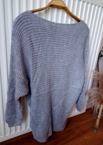 Gri Örgü Kadın Kazak Salaş Kesim - Görsel 3