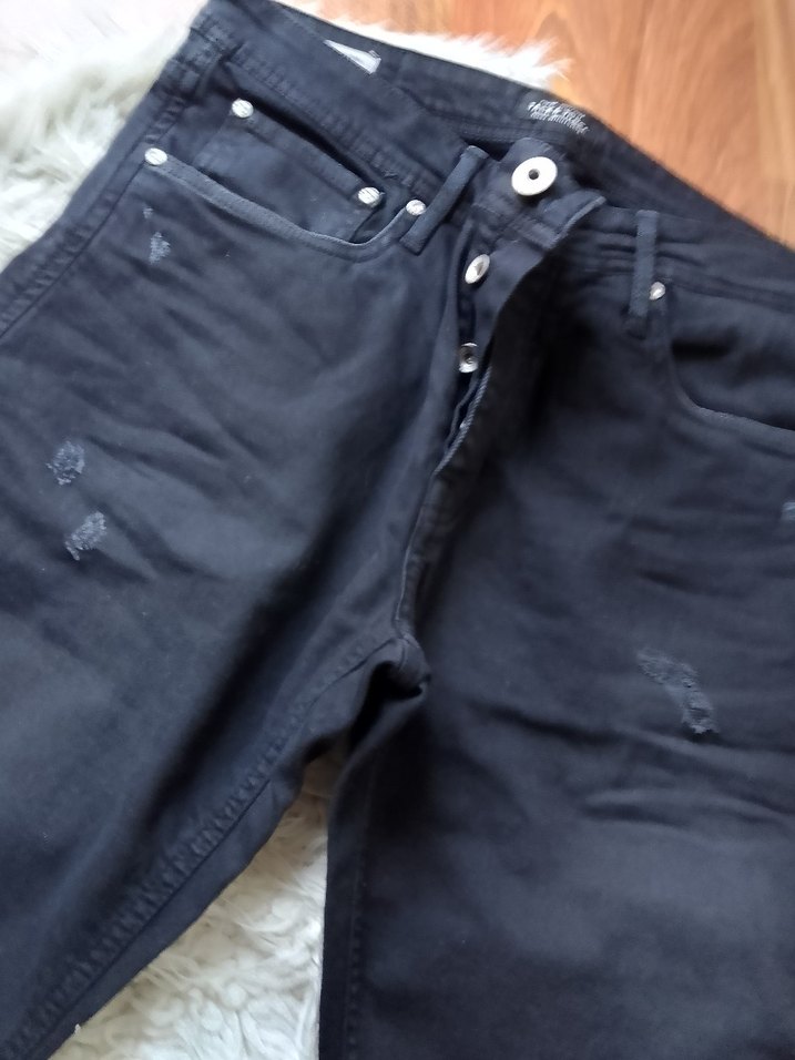 Düğmeli Siyah Erkek Regular Fit Kot Pantolon - Görsel 3