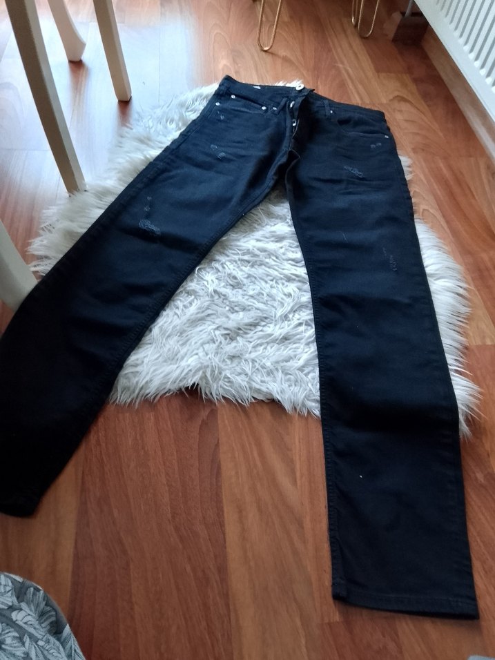 Düğmeli Siyah Erkek Regular Fit Kot Pantolon - Görsel 2