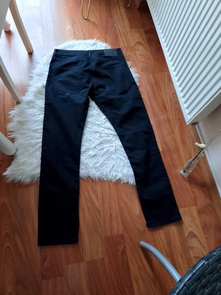 Düğmeli Siyah Erkek Regular Fit Kot Pantolon - Görsel 5