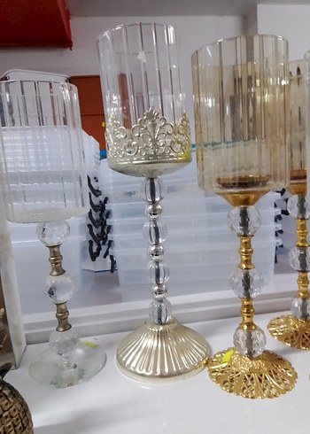 Şeffaf ve Altın Renkli Şamdan Seti - Görsel 2