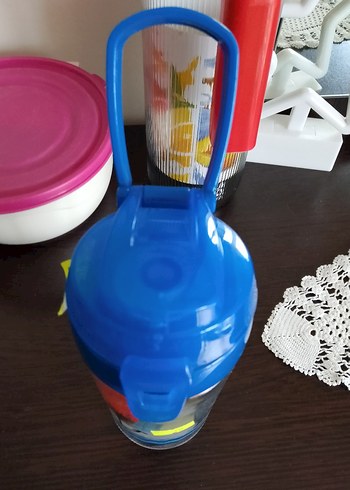 Mavi Kapaklı Renkli Çocuk Termos Şişesi - Görsel 3