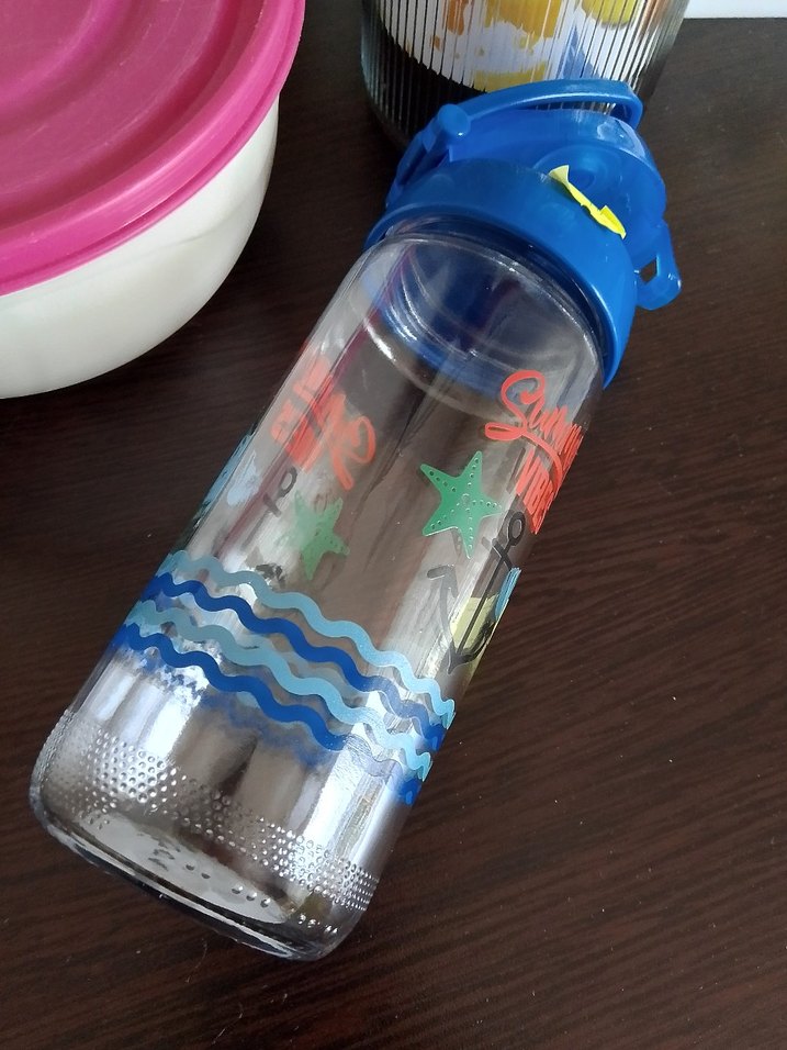 Mavi Kapaklı Renkli Çocuk Termos Şişesi - Görsel 4