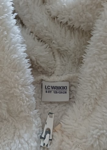 Kapüşonlu Beyaz Nakışlı peluş yelek - Görsel 2