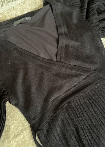 m Beden siyah Renk Siyah Pilili Gotik V Yaka Midi Elbise