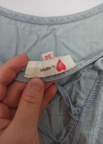 34 Beden mavi Renk kot Kumaş Midi Elbise