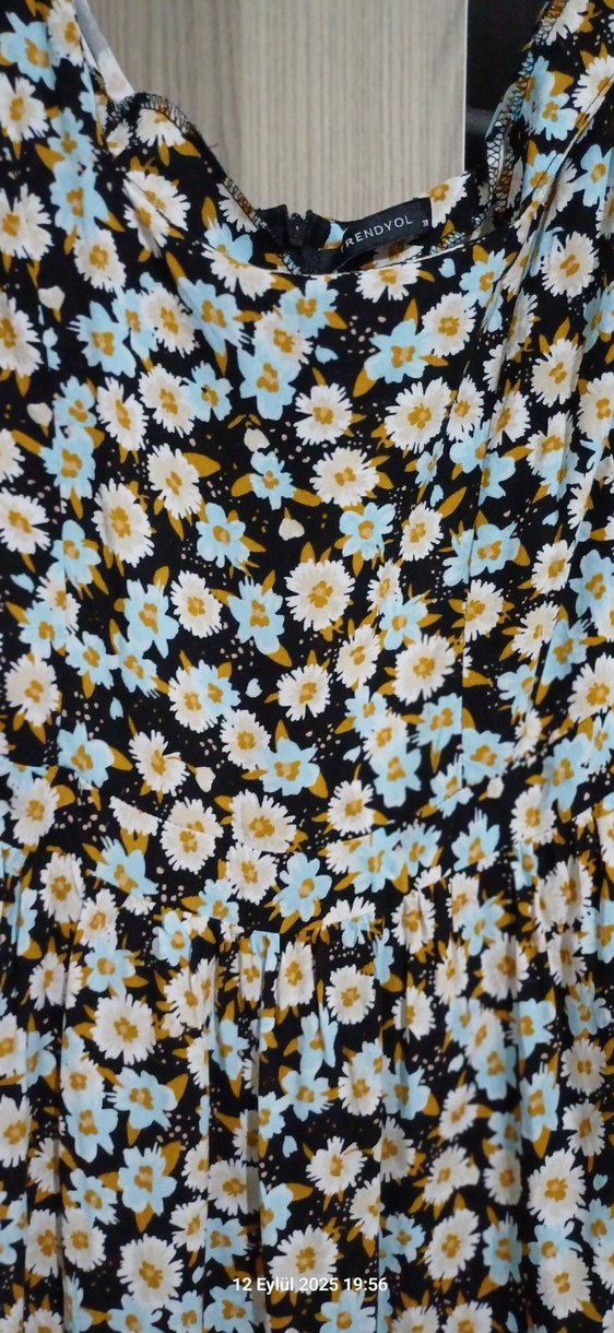 Çiçek Desenli Uzun Bohem Elbise - Görsel 5