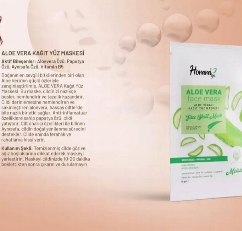 Homm Aloe Vera Kağıt Yüz Maskesi - Görsel 2