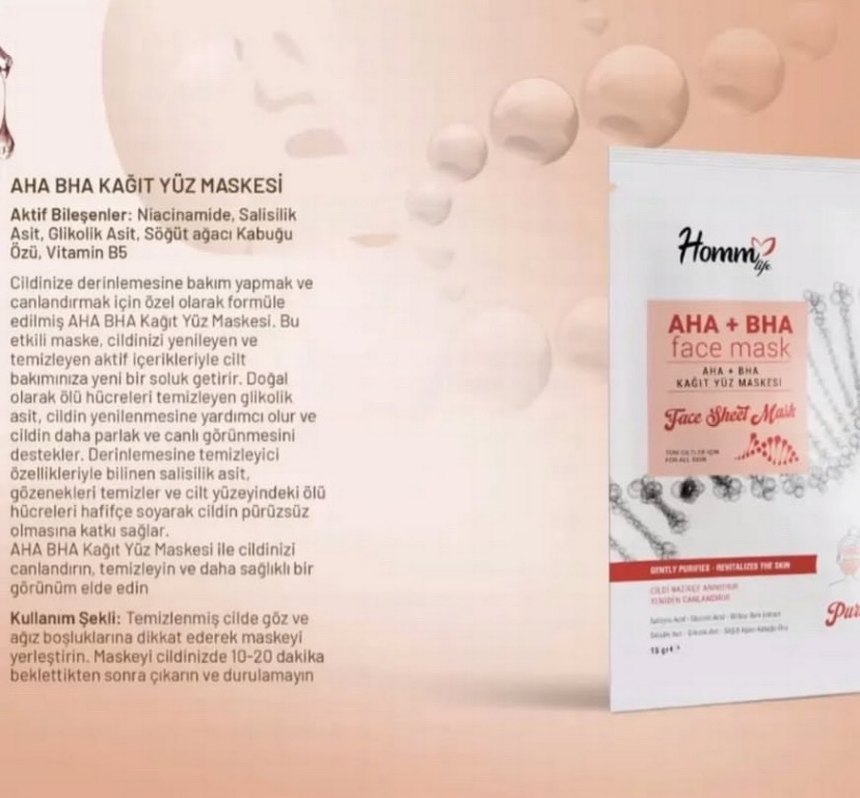 Homm Life AHA+BHA Kağıt Yüz Maskesi - Görsel 2