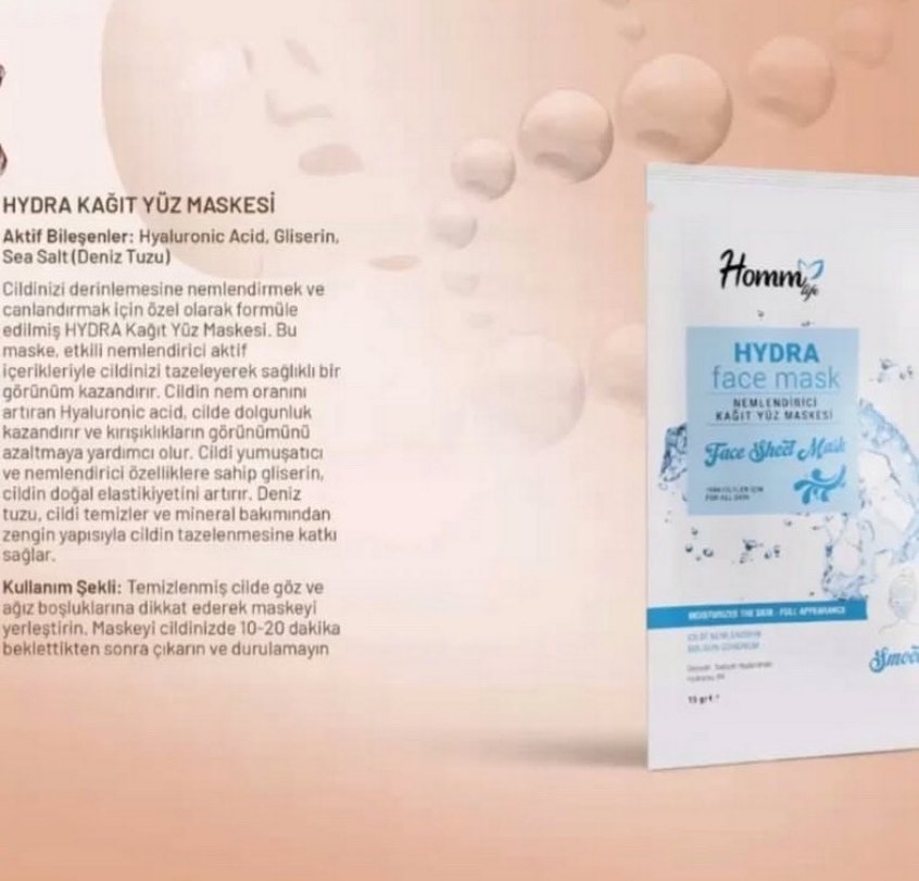 Homm Hydra Nemlendirici Kağıt Yüz Maskesi - Görsel 2