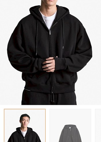 Erkek Siyah Fermuarlı Sweatshirt