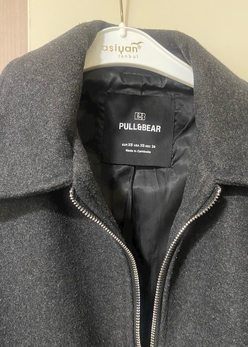 Pull and Bear Pull Bear Gri Fermuarli Kaban Ceket