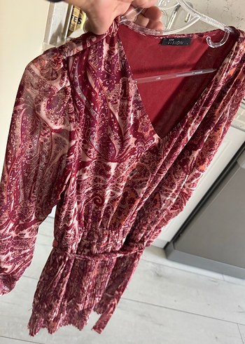 LC Waikiki Bordo Bohem Midi Kadın Elbise