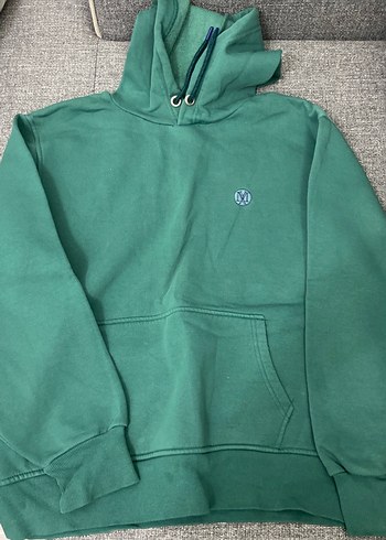 Koyu Yeşil Kapüşonlu Rahat Sweatshirt