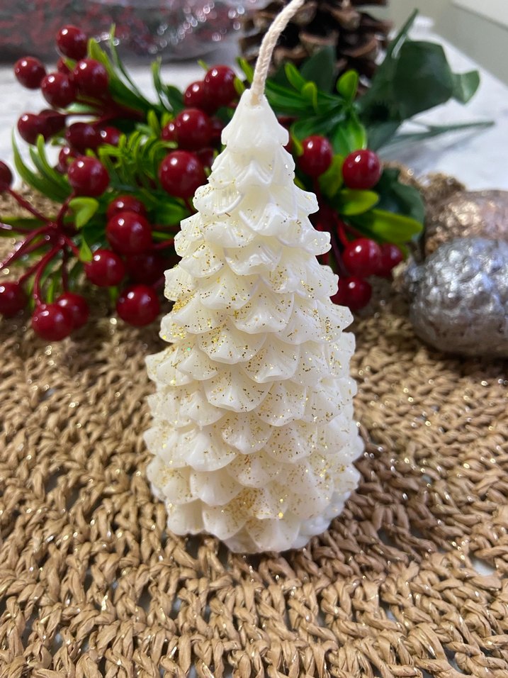 Beyaz Renkli Yılbaşı Ağacı Mum - Görsel 2