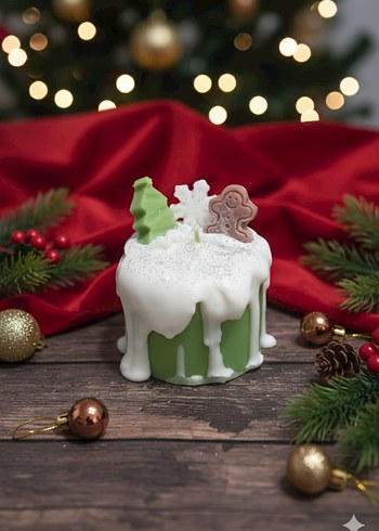 Renkli Noel Temalı Mum - Görsel 2