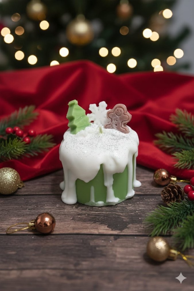 Renkli Noel Temalı Mum - Görsel 2