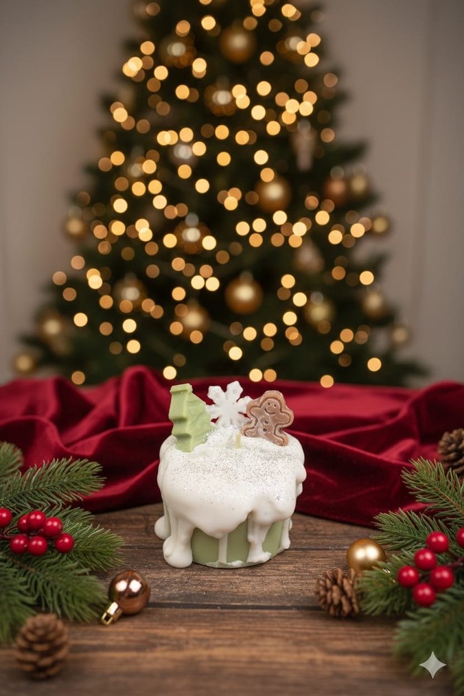 Renkli Noel Temalı Mum - Görsel 3