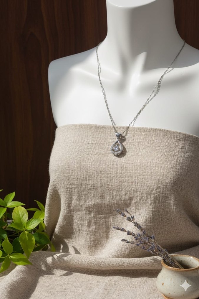 Çelik Damla Detaylı Kadın Kolye - Görsel 2