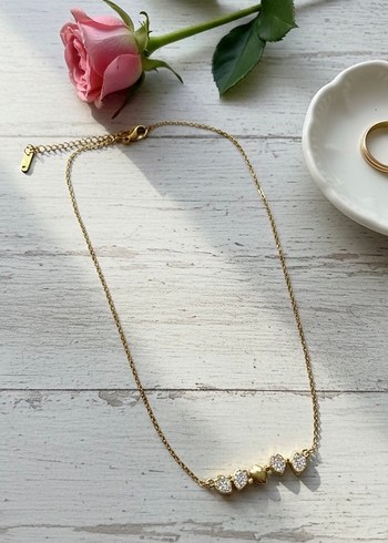 Çelik Yonca Detaylı Altın Zincir Kolye - Görsel 2