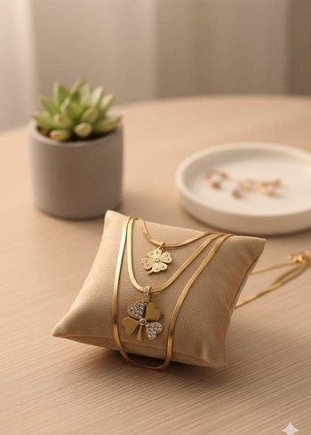 Altın Renkli Uzun Zincirli Kadın Kolye - Görsel 2