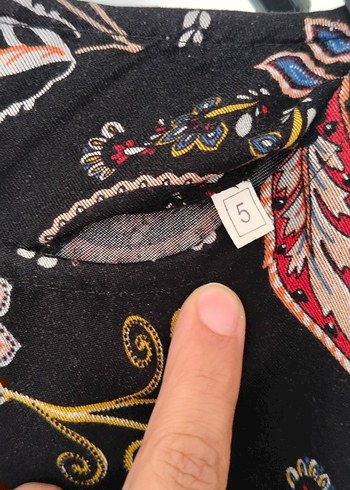 42 Beden Uzun Kol Desenli Bohem Elbise