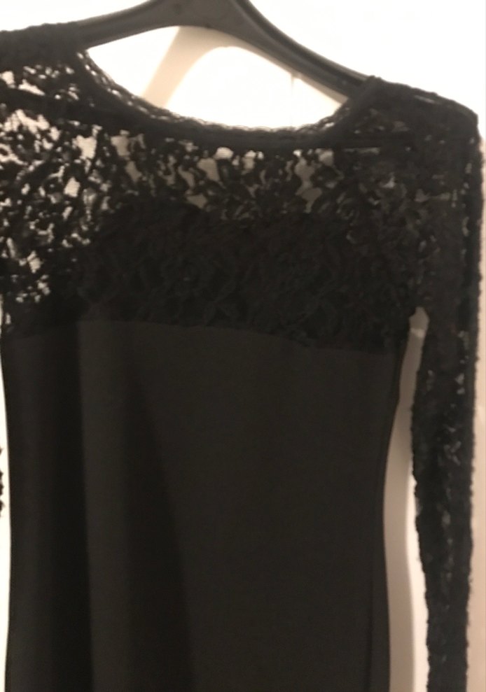 Dantel Detaylı Siyah Midi Elbise (yurt dışından) - Görsel 2