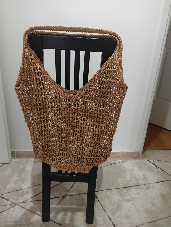 Bej Örgü Bohem Kadın Çanta, El yapımı. - Görsel 3